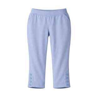Sport Savvy Light Blue Cropped Pants XL Pull-On Button Hem Loungewear